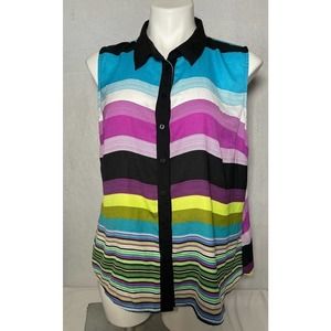 𝅺worthington Button Up Sleeveless Blouse Sz PXL